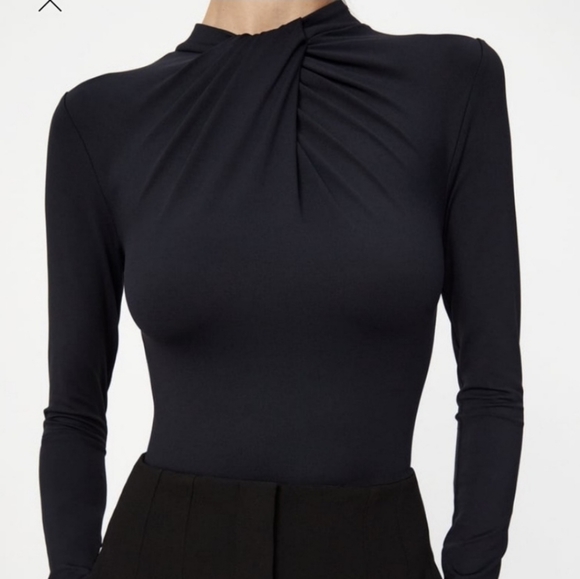 Zara Tops Zara Shoulder Pad Knotted Bodysuit Poshmark